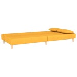vidaXL Canapea extensibilă cu 2 locuri, 2 perne, galben, textil