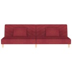 vidaXL Canapea extensibilă cu 2 locuri, 2 perne, roșu vin, textil vidaXL Canapea extensibilă cu 2 locuri, 2 perne, roșu vin, textil