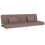 vidaXL Canapea extensibilă cu 2 locuri, 2 perne, gri taupe, textil vidaXL Canapea extensibilă cu 2 locuri, 2 perne, gri taupe, textil