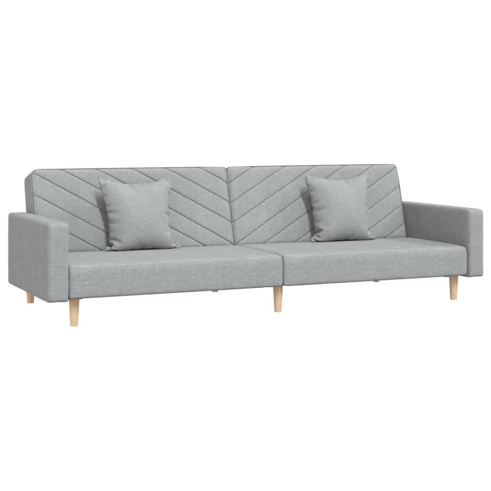 vidaXL Canapea extensibilă cu 2 locuri, 2 perne, gri deschis, textil
