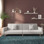 vidaXL Canapea extensibilă cu 2 locuri, 2 perne, gri deschis, textil vidaXL Canapea extensibilă cu 2 locuri, 2 perne, gri deschis, textil
