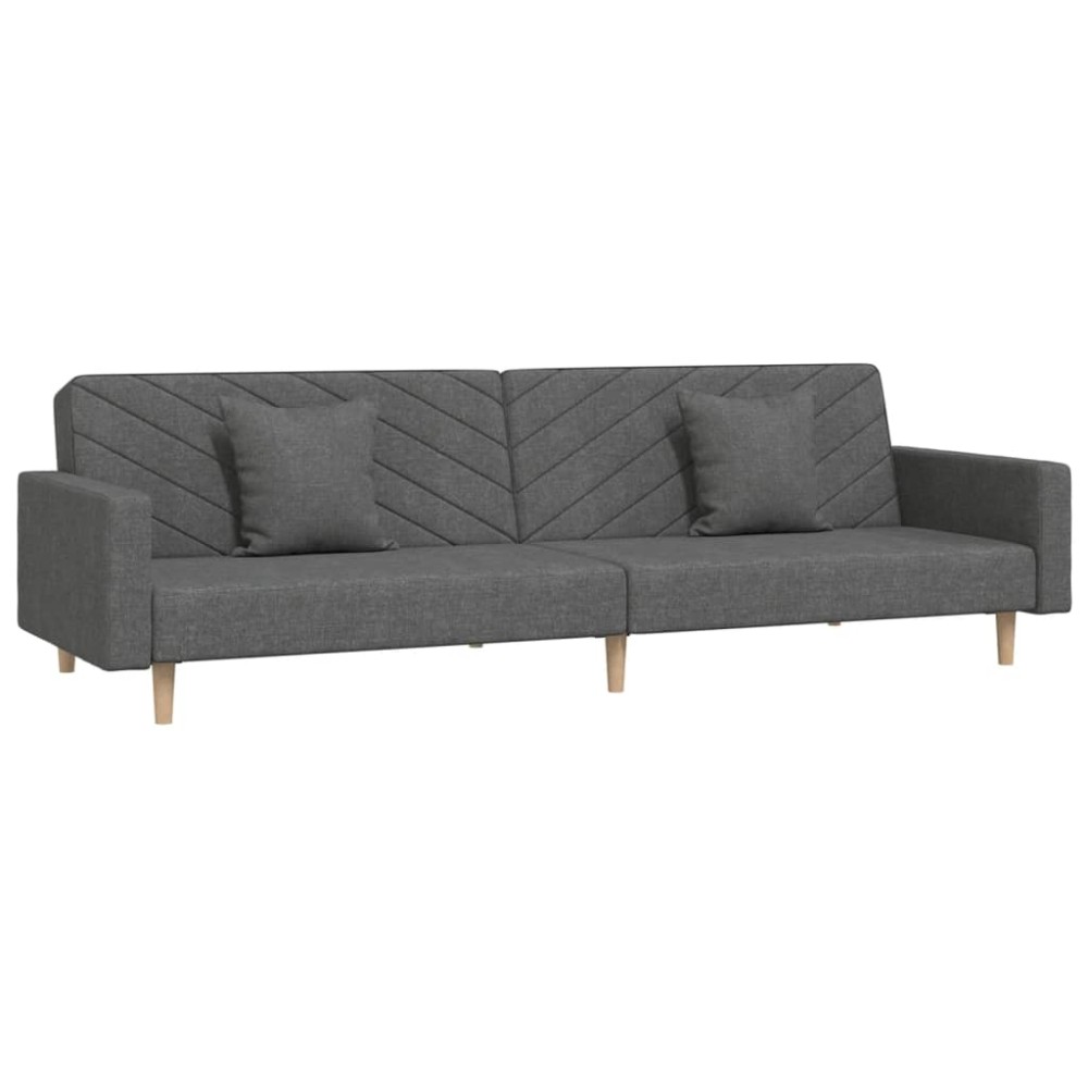 vidaXL Canapea extensibilă cu 2 locuri, 2 perne, gri închis, textil