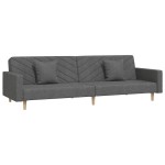 vidaXL Canapea extensibilă cu 2 locuri, 2 perne, gri închis, textil