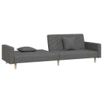 vidaXL Canapea extensibilă cu 2 locuri, 2 perne, gri închis, textil