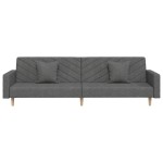 vidaXL Canapea extensibilă cu 2 locuri, 2 perne, gri închis, textil
