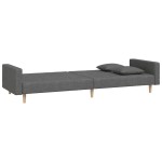 vidaXL Canapea extensibilă cu 2 locuri, 2 perne, gri închis, textil