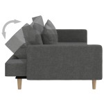 vidaXL Canapea extensibilă cu 2 locuri, 2 perne, gri închis, textil