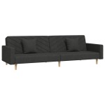 vidaXL Canapea extensibilă cu 2 locuri, 2 perne, negru, textil vidaXL Canapea extensibilă cu 2 locuri, 2 perne, negru, textil