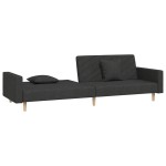 vidaXL Canapea extensibilă cu 2 locuri, 2 perne, negru, textil vidaXL Canapea extensibilă cu 2 locuri, 2 perne, negru, textil