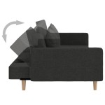vidaXL Canapea extensibilă cu 2 locuri, 2 perne, negru, textil vidaXL Canapea extensibilă cu 2 locuri, 2 perne, negru, textil
