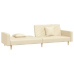 vidaXL Canapea extensibilă cu 2 locuri, 2 perne, crem, textil