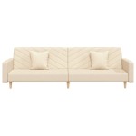 vidaXL Canapea extensibilă cu 2 locuri, 2 perne, crem, textil