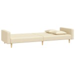 vidaXL Canapea extensibilă cu 2 locuri, 2 perne, crem, textil