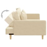vidaXL Canapea extensibilă cu 2 locuri, 2 perne, crem, textil