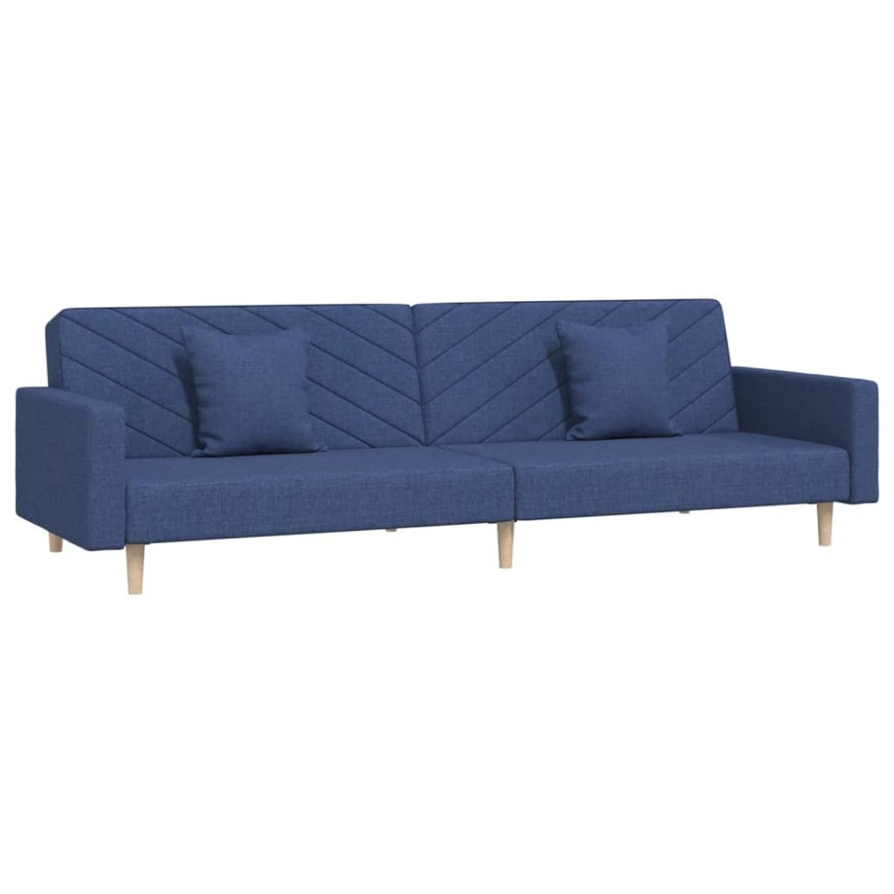 vidaXL Canapea extensibilă cu 2 locuri, 2 perne, albastru, textil