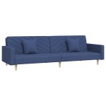 vidaXL Canapea extensibilă cu 2 locuri, 2 perne, albastru, textil vidaXL Canapea extensibilă cu 2 locuri, 2 perne, albastru, textil