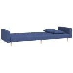 vidaXL Canapea extensibilă cu 2 locuri, 2 perne, albastru, textil vidaXL Canapea extensibilă cu 2 locuri, 2 perne, albastru, textil