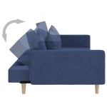 vidaXL Canapea extensibilă cu 2 locuri, 2 perne, albastru, textil vidaXL Canapea extensibilă cu 2 locuri, 2 perne, albastru, textil