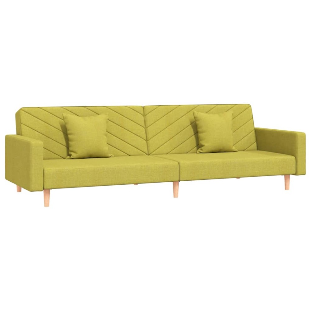 vidaXL Canapea extensibilă cu 2 locuri, 2 perne, verde, textil