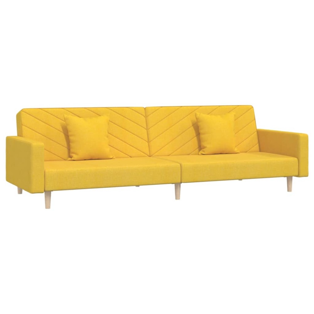 vidaXL Canapea extensibilă cu 2 locuri, 2 perne, galben, textil