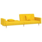 vidaXL Canapea extensibilă cu 2 locuri, 2 perne, galben, textil vidaXL Canapea extensibilă cu 2 locuri, 2 perne, galben, textil