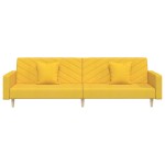 vidaXL Canapea extensibilă cu 2 locuri, 2 perne, galben, textil vidaXL Canapea extensibilă cu 2 locuri, 2 perne, galben, textil