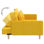 vidaXL Canapea extensibilă cu 2 locuri, 2 perne, galben, textil vidaXL Canapea extensibilă cu 2 locuri, 2 perne, galben, textil