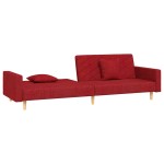 vidaXL Canapea extensibilă cu 2 locuri, 2 perne, roșu vin, textil vidaXL Canapea extensibilă cu 2 locuri, 2 perne, roșu vin, textil