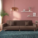 vidaXL Canapea extensibilă cu 2 locuri, 2 perne, gri taupe, textil vidaXL Canapea extensibilă cu 2 locuri, 2 perne, gri taupe, textil