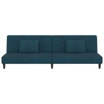 vidaXL Canapea extensibilă cu 2 locuri, 2 perne, albastru, catifea vidaXL Canapea extensibilă cu 2 locuri, 2 perne, albastru, catifea