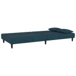 vidaXL Canapea extensibilă cu 2 locuri, 2 perne, albastru, catifea vidaXL Canapea extensibilă cu 2 locuri, 2 perne, albastru, catifea