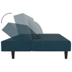 vidaXL Canapea extensibilă cu 2 locuri, 2 perne, albastru, catifea vidaXL Canapea extensibilă cu 2 locuri, 2 perne, albastru, catifea