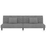 vidaXL Canapea extensibilă cu 2 locuri, 2 perne, gri deschis, catifea vidaXL Canapea extensibilă cu 2 locuri, 2 perne, gri deschis, catifea
