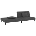 vidaXL Canapea extensibilă cu 2 locuri, 2 perne, gri închis, catifea vidaXL Canapea extensibilă cu 2 locuri, 2 perne, gri închis, catifea