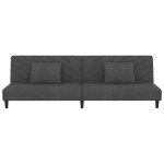 vidaXL Canapea extensibilă cu 2 locuri, 2 perne, gri închis, catifea vidaXL Canapea extensibilă cu 2 locuri, 2 perne, gri închis, catifea