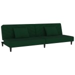 vidaXL Canapea extensibilă cu 2 locuri, 2 perne, verde închis catifea vidaXL Canapea extensibilă cu 2 locuri, 2 perne, verde închis catifea