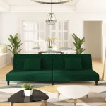 vidaXL Canapea extensibilă cu 2 locuri, 2 perne, verde închis catifea vidaXL Canapea extensibilă cu 2 locuri, 2 perne, verde închis catifea