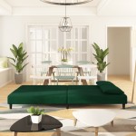 vidaXL Canapea extensibilă cu 2 locuri, 2 perne, verde închis catifea vidaXL Canapea extensibilă cu 2 locuri, 2 perne, verde închis catifea
