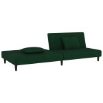 vidaXL Canapea extensibilă cu 2 locuri, 2 perne, verde închis catifea vidaXL Canapea extensibilă cu 2 locuri, 2 perne, verde închis catifea