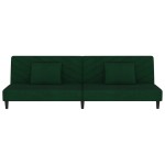 vidaXL Canapea extensibilă cu 2 locuri, 2 perne, verde închis catifea vidaXL Canapea extensibilă cu 2 locuri, 2 perne, verde închis catifea