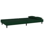 vidaXL Canapea extensibilă cu 2 locuri, 2 perne, verde închis catifea vidaXL Canapea extensibilă cu 2 locuri, 2 perne, verde închis catifea