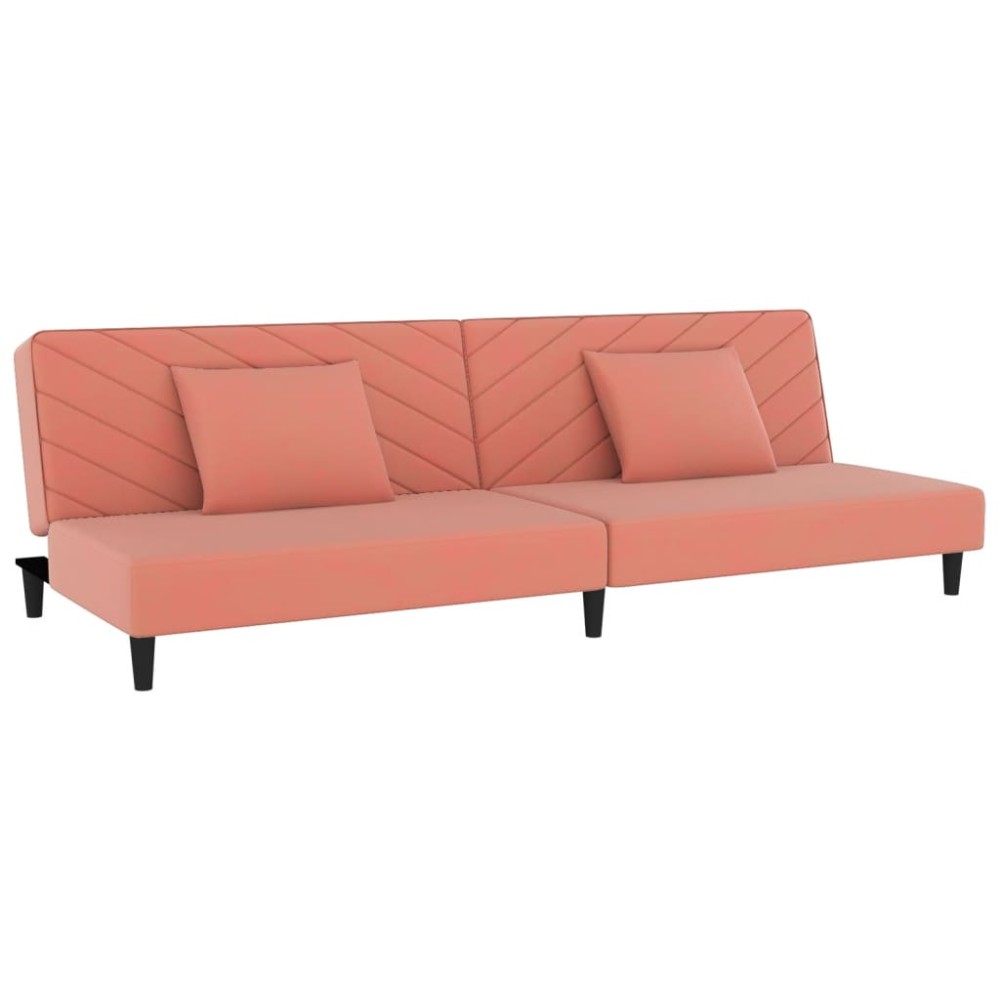 vidaXL Canapea extensibilă cu 2 locuri, 2 perne, roz, catifea