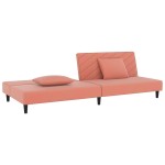 vidaXL Canapea extensibilă cu 2 locuri, 2 perne, roz, catifea vidaXL Canapea extensibilă cu 2 locuri, 2 perne, roz, catifea