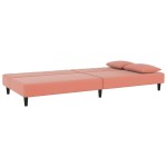 vidaXL Canapea extensibilă cu 2 locuri, 2 perne, roz, catifea vidaXL Canapea extensibilă cu 2 locuri, 2 perne, roz, catifea