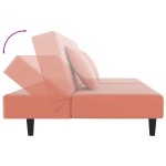 vidaXL Canapea extensibilă cu 2 locuri, 2 perne, roz, catifea vidaXL Canapea extensibilă cu 2 locuri, 2 perne, roz, catifea
