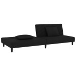 vidaXL Canapea extensibilă cu 2 locuri, 2 perne, negru, catifea vidaXL Canapea extensibilă cu 2 locuri, 2 perne, negru, catifea