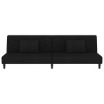 vidaXL Canapea extensibilă cu 2 locuri, 2 perne, negru, catifea vidaXL Canapea extensibilă cu 2 locuri, 2 perne, negru, catifea