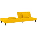vidaXL Canapea extensibilă cu 2 locuri, 2 perne, galben, catifea vidaXL Canapea extensibilă cu 2 locuri, 2 perne, galben, catifea