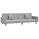 vidaXL Canapea extensibilă cu 2 locuri, 2 perne, gri deschis, catifea vidaXL Canapea extensibilă cu 2 locuri, 2 perne, gri deschis, catifea