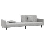 vidaXL Canapea extensibilă cu 2 locuri, 2 perne, gri deschis, catifea vidaXL Canapea extensibilă cu 2 locuri, 2 perne, gri deschis, catifea